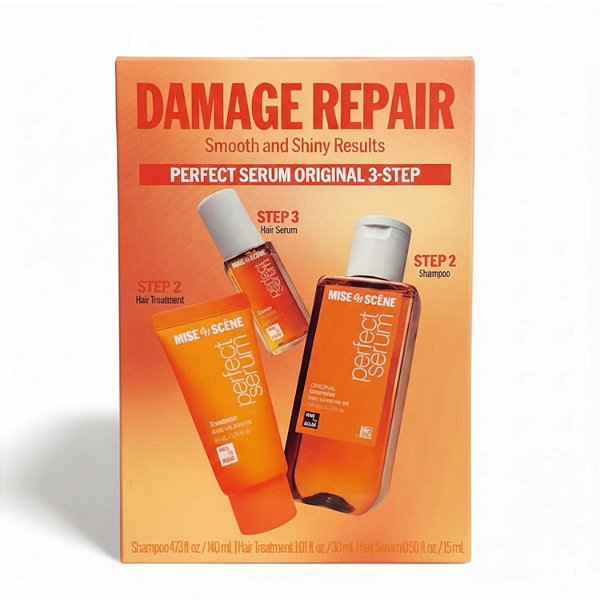 Trio Mise en Scène Perfect Serum (Shampoo 140ml + Máscara 30ml + Serum 15ml)