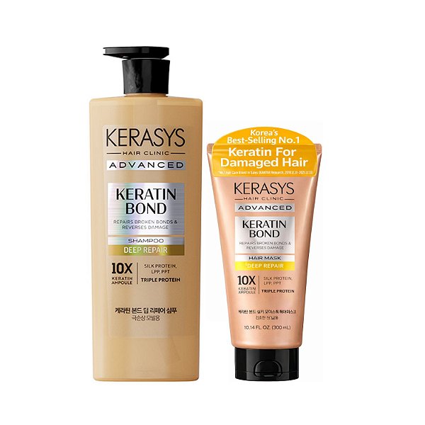 Kerasys Advanced Keratin Bond Deep Repair Kit (Shampoo 600ml + Mask 300ml)