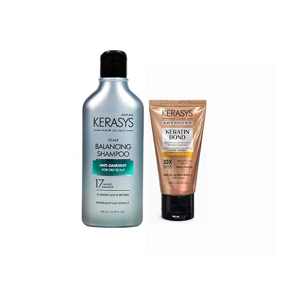 Kerasys Kit (Sh Scalp Balancing 180ml + Másc. Keratin Bond Deep Repair 50ml)