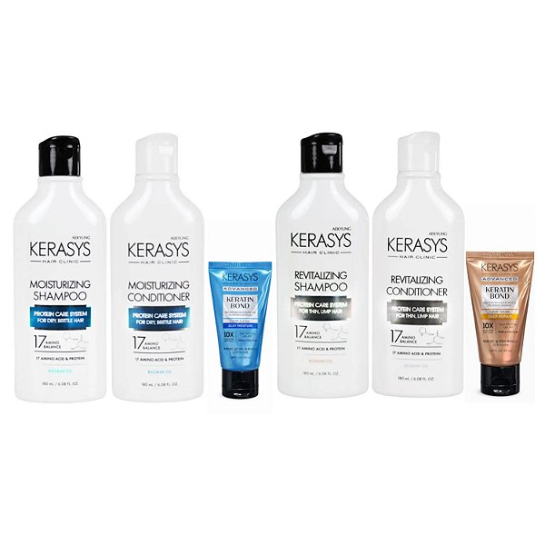 Kerasys Kit ( Duo Moisturizing + Silky Moisture Mask 50ml + Duo Revitalizing + Deep Repair Mask 50ml)