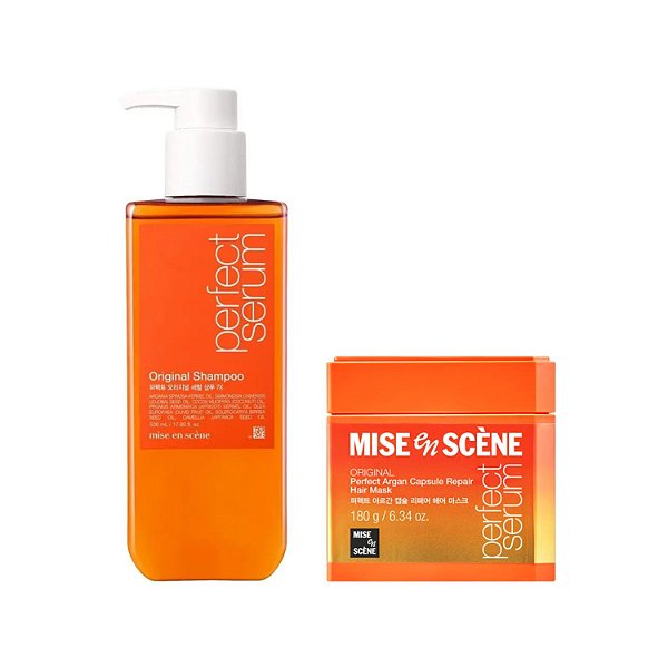 Mise en Scène  Perfect Serum (Shampoo 530ml + Máscara Argan Capsule Repair 180g)