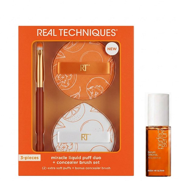Real Techniques  0152 Kit Esponjas e Pincel + Óleo Perfect Serum 15ml