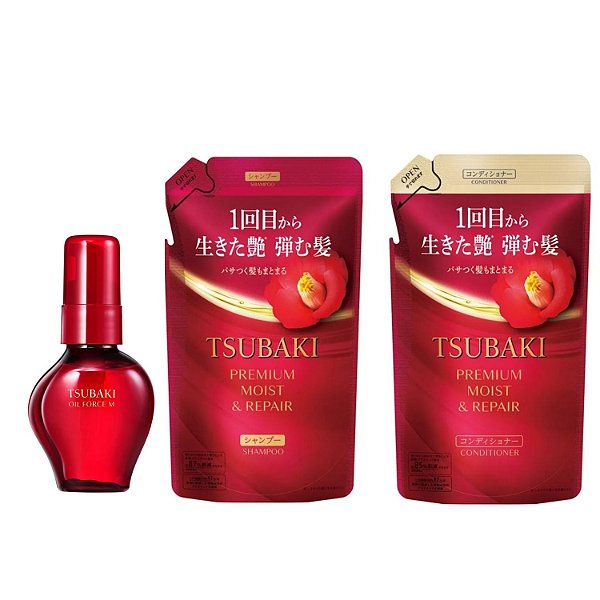 Tsubaki Premium Moist Shamp+Cond Refil 300ml + Oil Force M 60ml