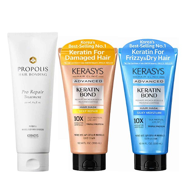 Kerasys Trio: Propolis 250ml +Keratin 300ml+ Silky 300ml