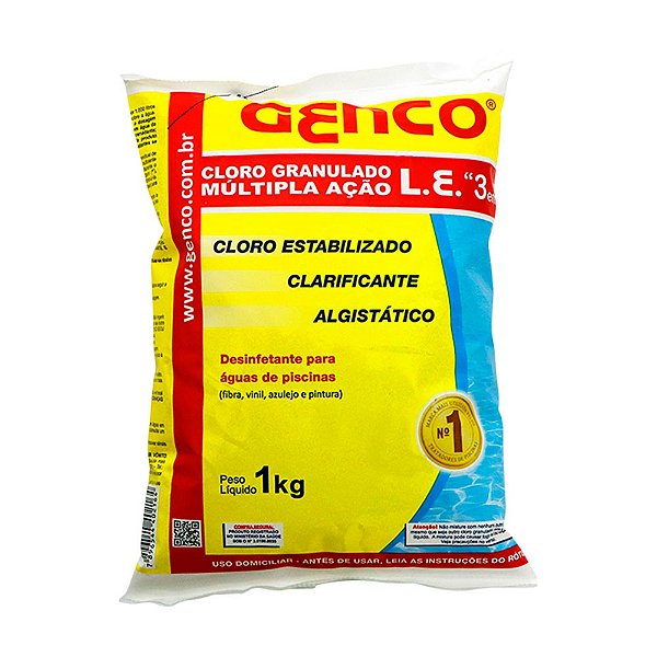 GENCO L.E. Cloro Granulado Múltipla Ação 3 em 1 1KG