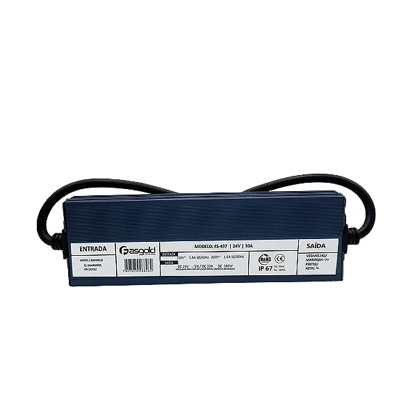 Conversor (FONTE) GOLD - 24V/10A - BLINDADA - IP67 - BIVOLT