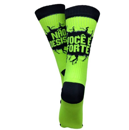 Meia Cano Alto Divertida Você é Forte em Poliamida