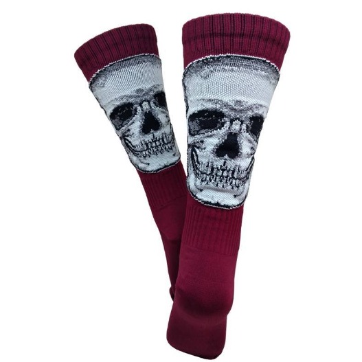 Meia Cano Médio Divertida Caveira Nova em Poliamida