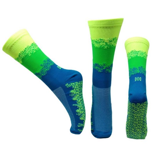 Meia Cano Médio Divertida em Poliamida Respingo - Verde citrico/ azul /amarelo fluor