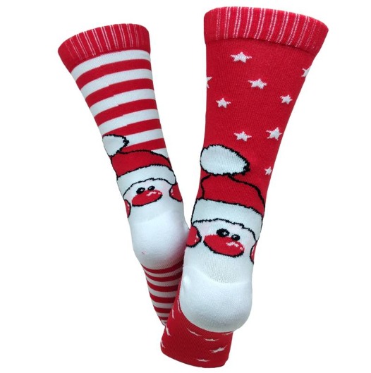 Meia Cano Médio Divertida Papai Noel em Poliamida