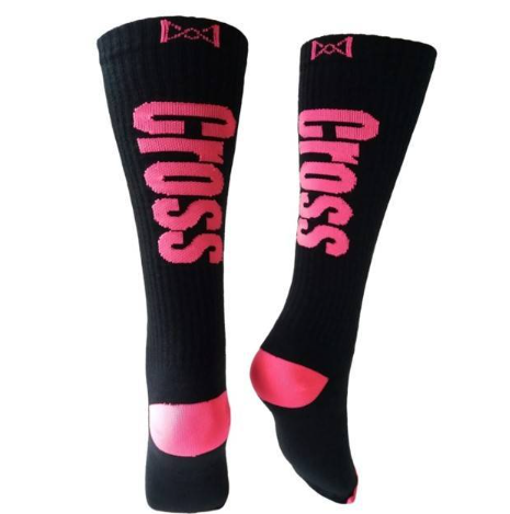 Meia Cano Bem Alto Divertida Cross em Algodão - Det Pink