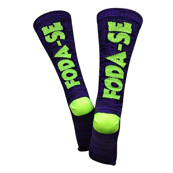 Meia Cano Médio divertida Foda-se em Poliamida Roxa