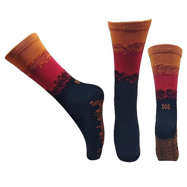 Meia Cano Médio Divertida em Poliamida Respingo - Laranja/vermelho/preto