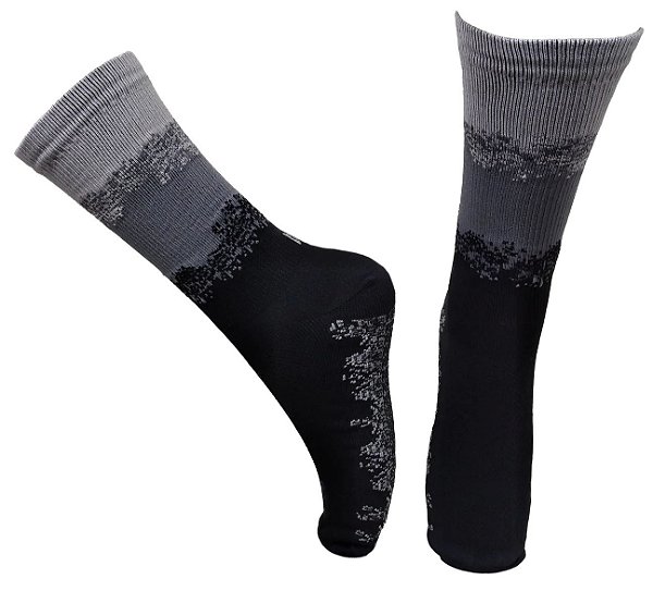 Meia Cano Médio Divertida em Poliamida Respingo - Preto/chumbo/cinza