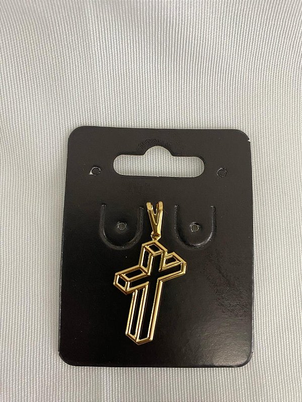 Pingente cruz 3d banhado a ouro 18k