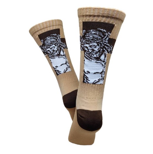 Meia Cano Alto Divertida Cristo em Poliamida