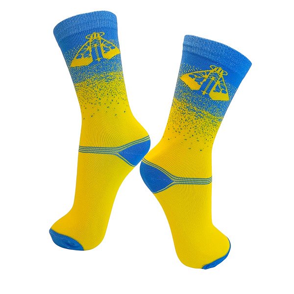 Meia Respingo NSAparecida - Amarelo/Azul em Poliamida