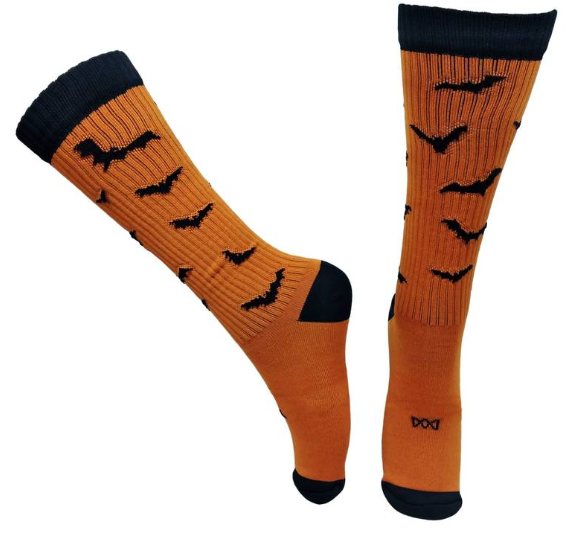 Meia Cano Alto Divertida em Poliamida Morcegos