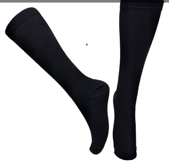 Meia Cano Bem Alto Divertida Básica Preta em Poliamida