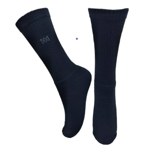 Meia Cano Medio Divertida Básica em Algodão - Preta