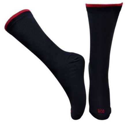 Meia Cano Medio em Poliamida Castel Preta com det - Preto com vermelho