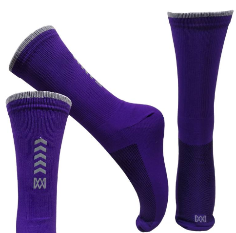 Meia Cano Médio Divertida Refletiva Roxa em Poliamida