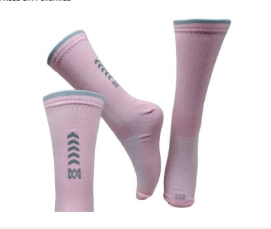 Meia Cano Médio Divertida Refletiva Rosa em Poliamida