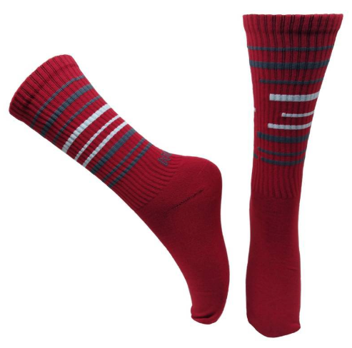 Meia Cano Alto Divertida Rayures em Poliamida - Vermelho