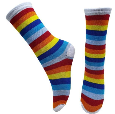 Meia Cano Médio Divertida Listrada em Algodão