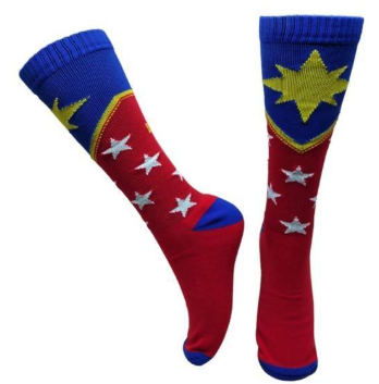 Meia Cano Alto Divertida Estrela Vermelha em Poliamida