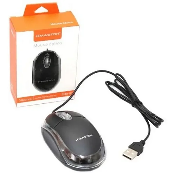 Mouse Hmaston Óptico Com Fio Optico MS01 / Conexão USB