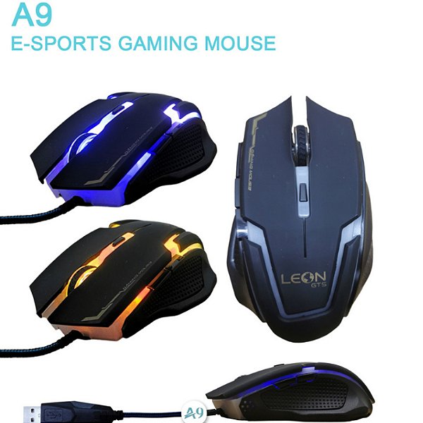 Mouse Gamer 6 Botões 3600 DPI / Mecânico / Ergonômico / USB / Leon