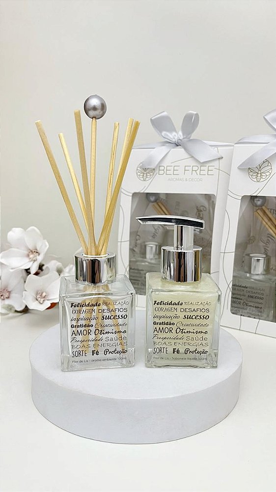 Kit Difusor 100ml e Sabonete Líquido Perolado 100 ml- Flor de Lis