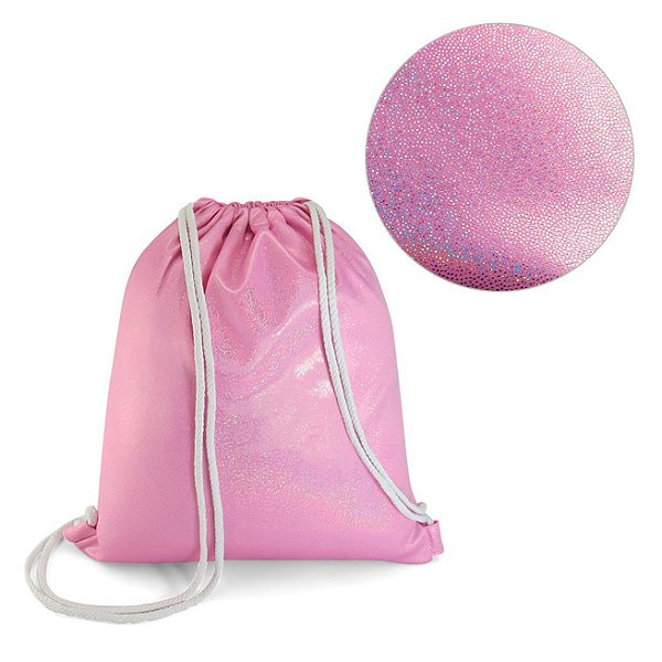 Mochila Saco Sacochila Pink com Glitter Para Sublimação 33x42cm (2967) - 01 Unidade