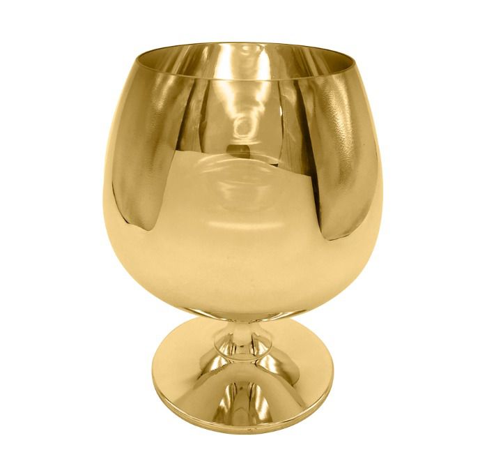 Taça de Vidro Cristal Sublimática Cromada Dourada Para Conhaque 635ml (Linha Elegance) (2704) - 01 Unidade