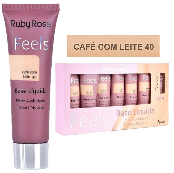 Ruby Rose - Base Matte Feels Café com Leite 40 ( Bege 4 ) - Box C/ 6 Unid e Prov