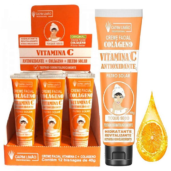 Capim Limão - Creme Facial com Filtro Solar Vitamina C- 12 Unid