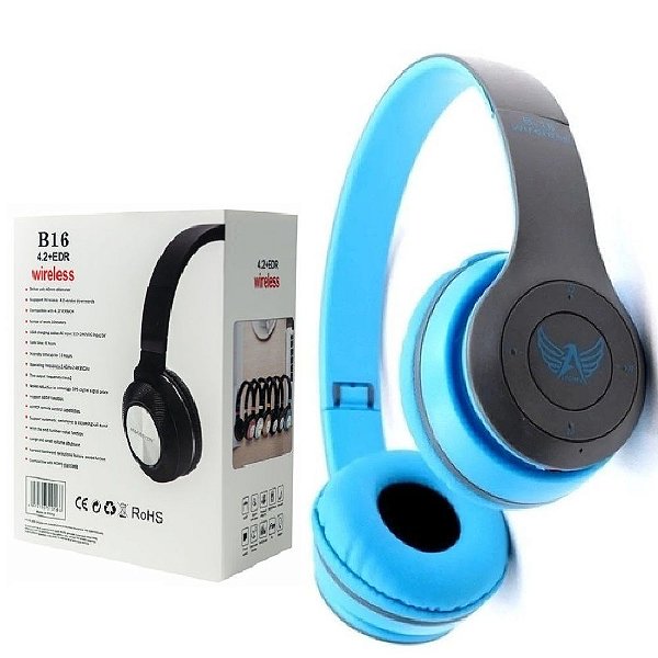 Importados - Fone De Ouvido Bluetooth Sem Fio Azul - Headphone
