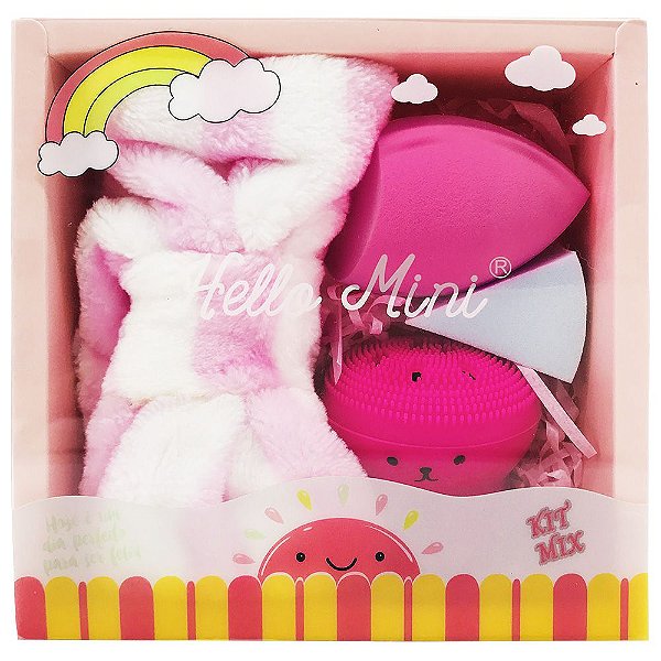 Hello Mini - Kit Skincare ( Faixa + Esponjas ) - Kit 03 - pink