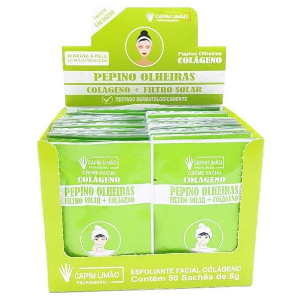 CAPIM LIMÃO - BOX Sachê Creme Pepino Olheiras SA01 - 50 unidades