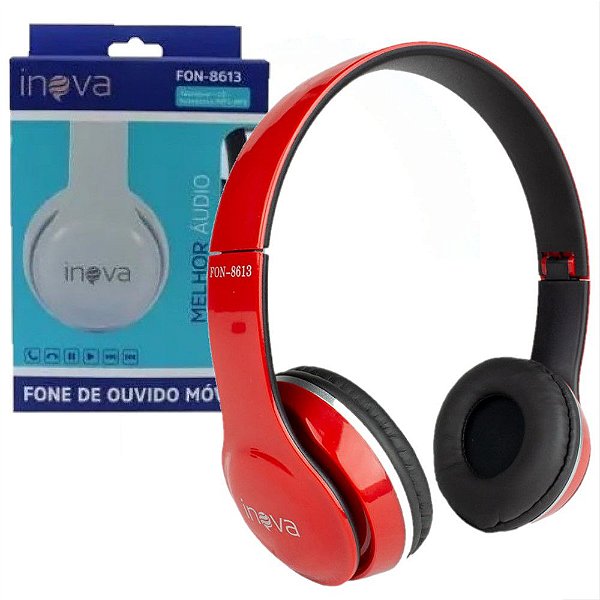 Fone de Ouvido Vermelho Headphone FON-8613