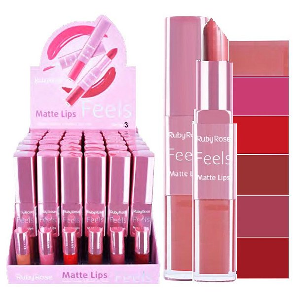 Ruby Rose - Batom 2 em 1 Matte Feels  HB8608-03 - 36unid + Prov