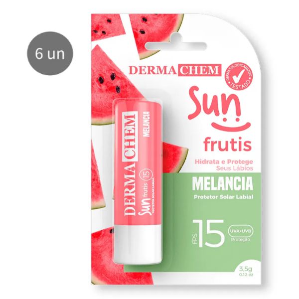 Dermachem -Protetor Solar Labial Sun FPS 15 Melância Kit C/ 6 Unid