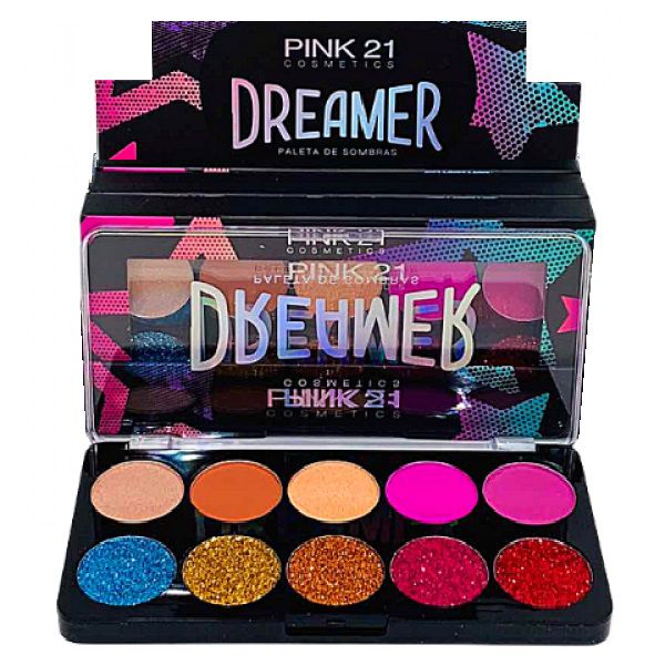 Pink 21- Paleta de Sombras e Glitter Dreamer Cor A - 6 Unid