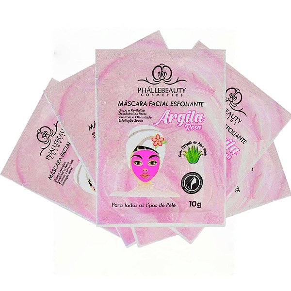 PhalleBeauty - Mascara Facial Argila Rosa PH0053 - 10 Unids - Sache