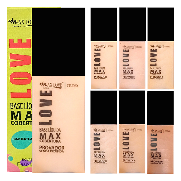 Max Love - Nova Base Max Cobertura Resistente a Agua Tons Escuros 506 a 511 - 06 Unid