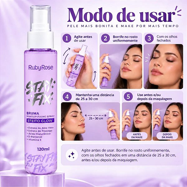 Ruby Rose - Bruma Efeito Glow Stay Fix HB341 (Validade:08/2029)