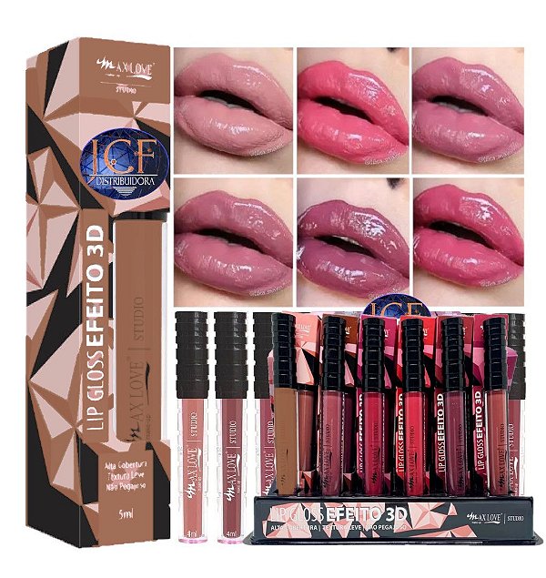 Max Love - Lip Gloss Efeito 3D cor 901 a 916 - Kit C/42 und ( Val:03/25 )