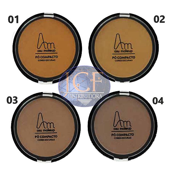 AsuMakeup - Pó Compacto Cores Escuras ASU022 - 4 und