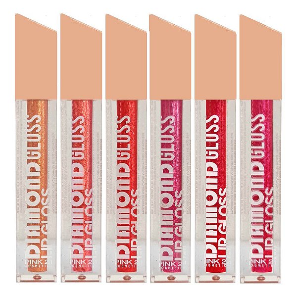 Pink 21 - Gloss DIamond com Particulas de Brilho CS2863 A - 06 Unid (Box Roxo)